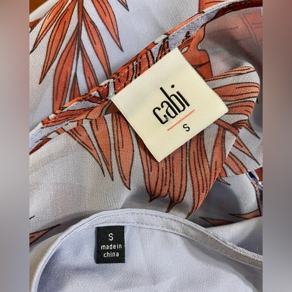 Cabi Isabel Palm Leaf Ruffle Chiffon Dress - Picture 5 of 7